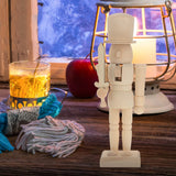BESTOYARD Unfinished Wooden Nutcracker 20cm Christmas Nutcracker Unpainted Blank Nutcracker Soldier with Swords Figures Wooden Christmas Table BESTOYARD