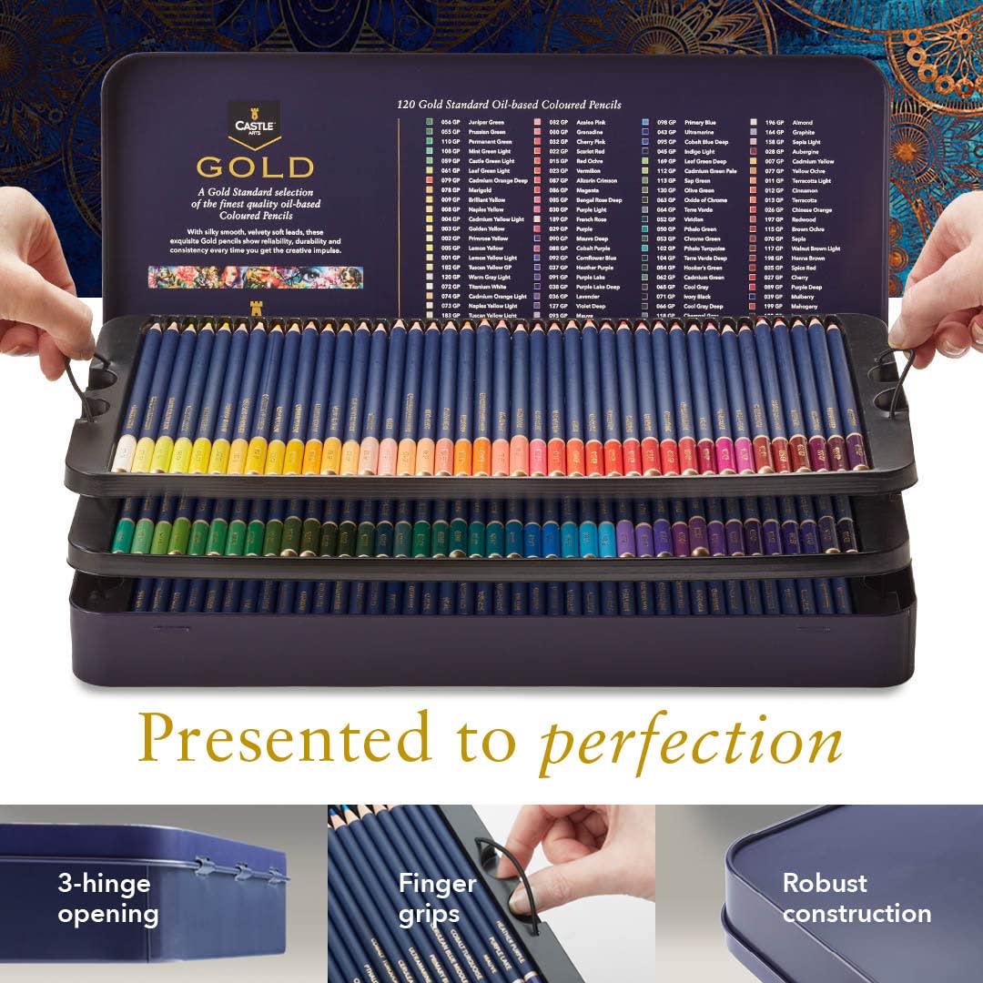 Castle Art Supplies Gold Standard 120 Coloring Pencils Set