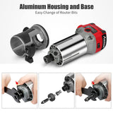 AVID POWER 6.5 Amp 1.25 HP Compact Router Tools for Woodworking, Fixed Base Wood Router with Trim Router Bits, 6 Variable Speeds, Edge Guide, Roller AVID POWER