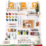HUHOLE White Pegboard Organizer, Metal Pegboard Panels, 32-inch X 32-inch Metal Peg Board for Garage Tool Organization, 4PC HUHOLE
