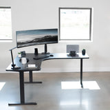 VIVO Electric Height Adjustable 71 x 71 inch Curved Corner Stand Up Desk, Black Table Top, Black Frame, Memory Controller, L-Shaped Workstation, E3C VIVO