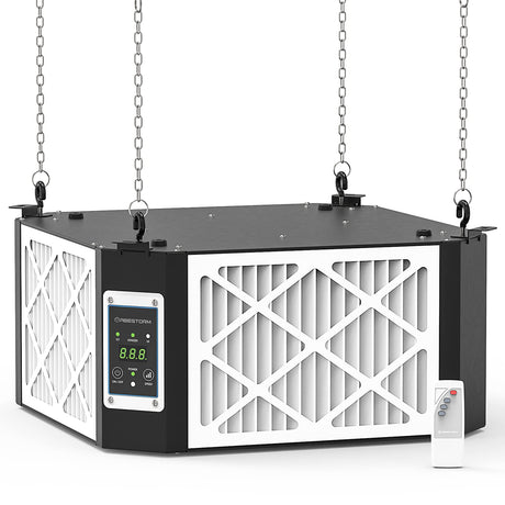 ABESTORM 360 Degree Intake Air Filtration System Woodworking, 1350CFM Hanging Air Filter with Strong Vortex Fan, Shop Dust Collector for Woodworking, Abestorm