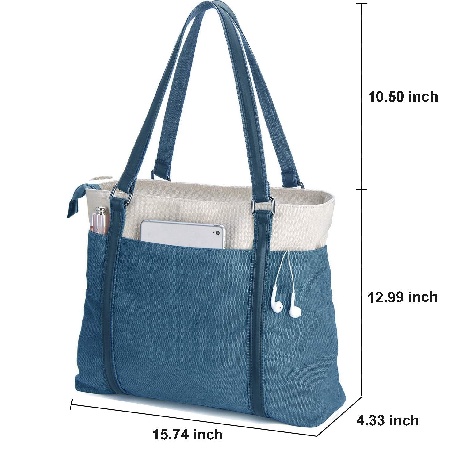 Women's Work Bag with Laptop Compartment Zipper Pockets Large Teacher Totes Purse - WoodArtSupply