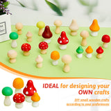 42 Pack Mini Various Sizes Mushroom Unfinished Wooden Mushroom Natural Wooden Mushrooms Paintable Mushroom Decorations Wooden Mushroom for Crafts Juexica