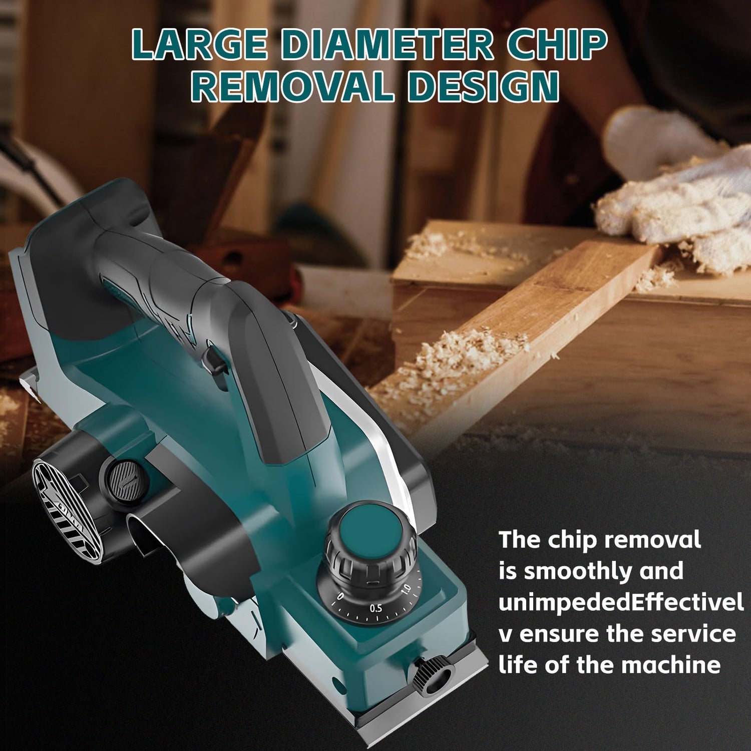 3-1/4 Inch Woodworking Hand Planer for Makita 18V Battery, Cordless Hand Planer Brushless Planer Handheld Planer for Woodworking Power Wood Planer F FINEC