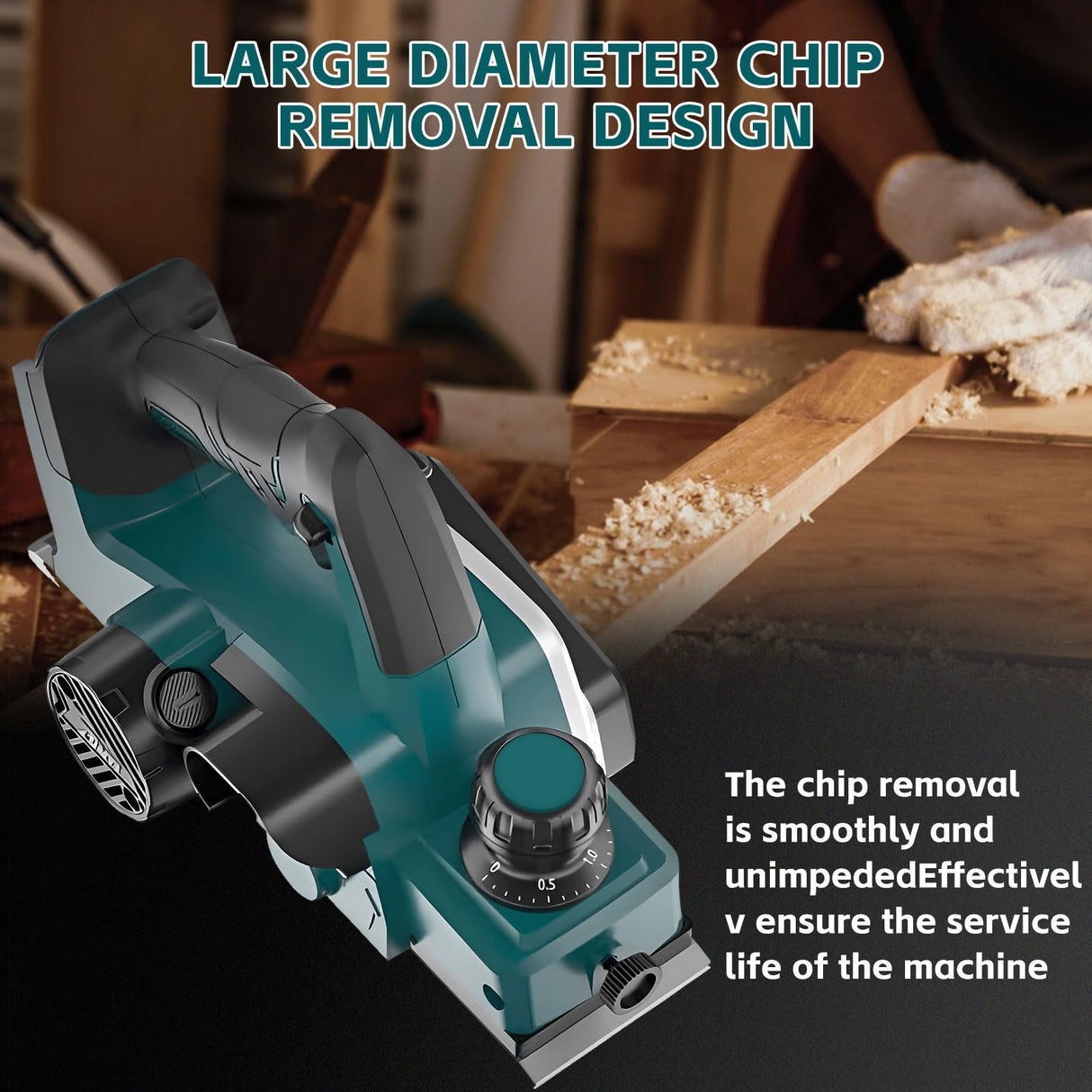 3-1/4 Inch Woodworking Hand Planer for Makita 18V Battery, Cordless Hand Planer Brushless Planer Handheld Planer for Woodworking Power Wood Planer F FINEC