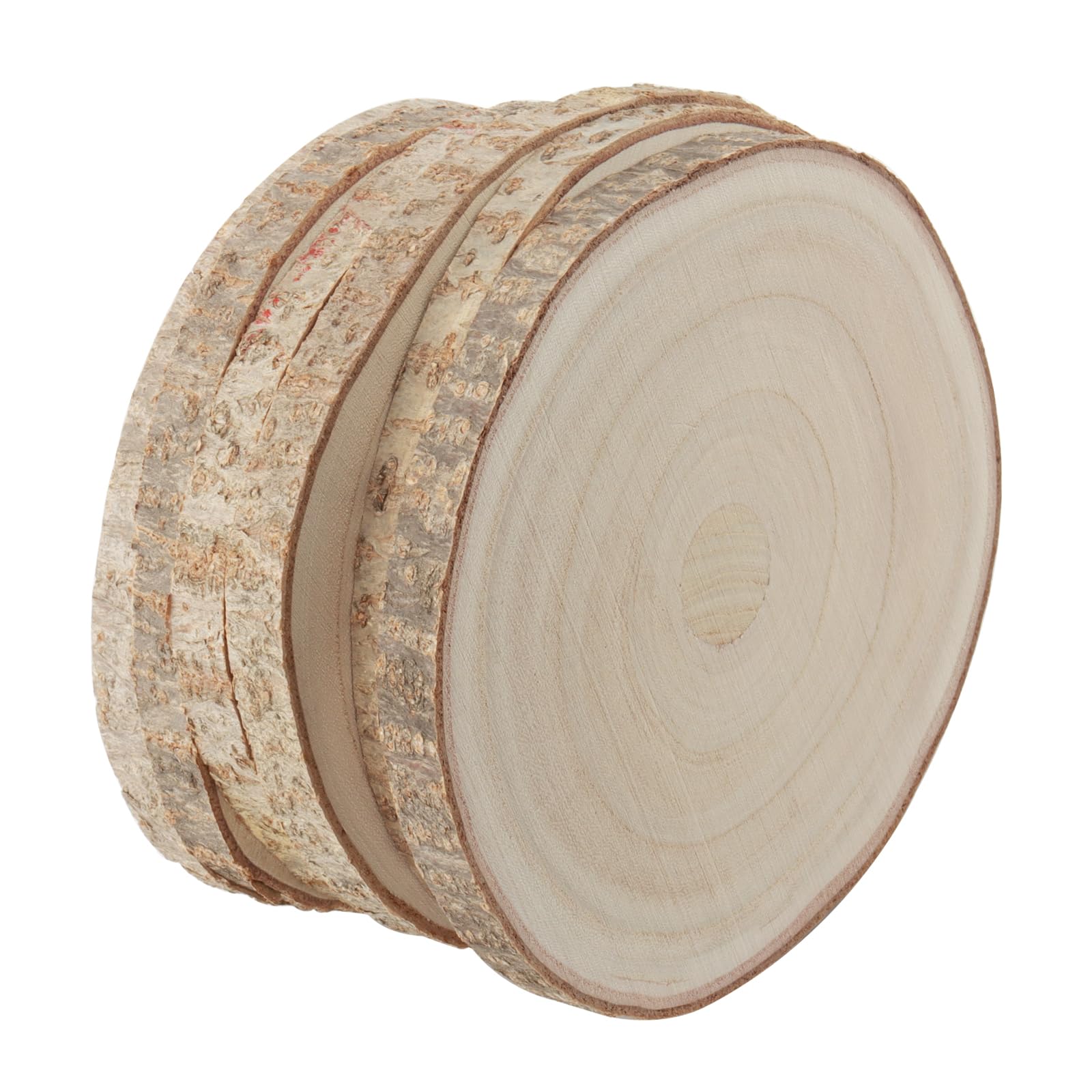 KINJOEK 6PCS 9-10 Inch Large Natural Wood Slices with Bark, Unfinished Wooden Table Coasters Circles, Blank Round Wood Ornaments Slices Bulk for - WoodArtSupply