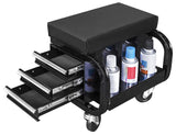 BIG RED Rolling Creeper Garage/Shop Seat with Three Built-in Drawers, Rolling Tool Chest,Black,APD2016AR BIG RED
