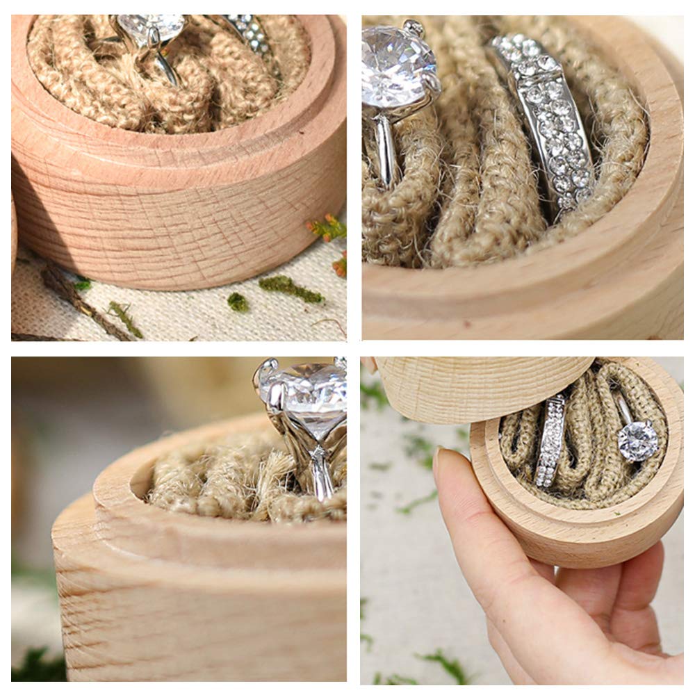 Personalized Ring Box Wedding Ring Box for Anniversary Wedding Engagement Personalized Gifts Wood Proposal Ring Box for Women Men Boyfriend Couple - WoodArtSupply