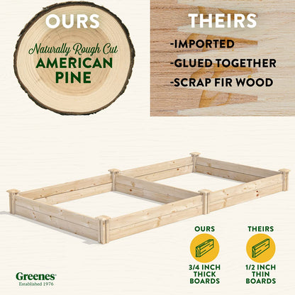 Greenes Fence Original Pine Raised Garden Bed, 4' x 8' x 7" - Made in USA with American Pine