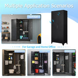 LyAosdFu Metal Storage Cabinets, 75" Cleaning Tool Cabinet with Locking Door, Tall Broom Tool Organizer and Storage, Large Storage Cabinet for LyAosdFu