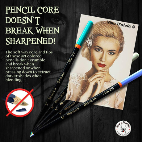 Black Widow Monarch Colored Pencils For Adult Coloring - 48 Coloring Pencils With Smooth Pigments - Best Color Pencil Set For Adult Coloring Books Black Widow