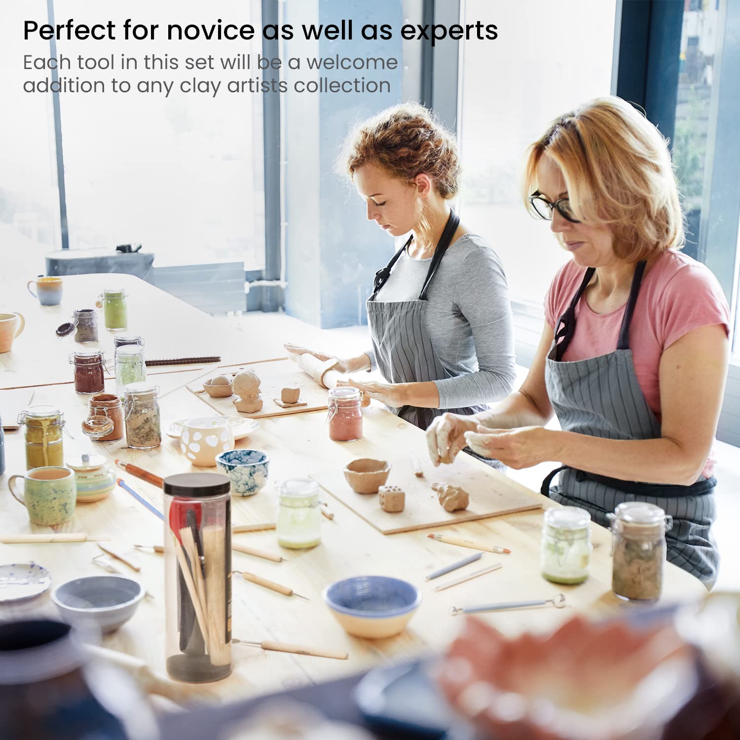 ARTEZA Pottery Tools & Clay Sculpting Tools, Set of 22 Pieces in PET Storage Tube, for Clay, Pottery, Ceramics Artwork & Holiday Crafts ARTEZA