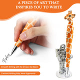VIPbuy 2 Count 100% Handmade Wood Carved Gel Ink Pens -Novelty Refillable Writing Pens Office School Supplies Birthday Christmas Gift, Giraffe VIPbuy