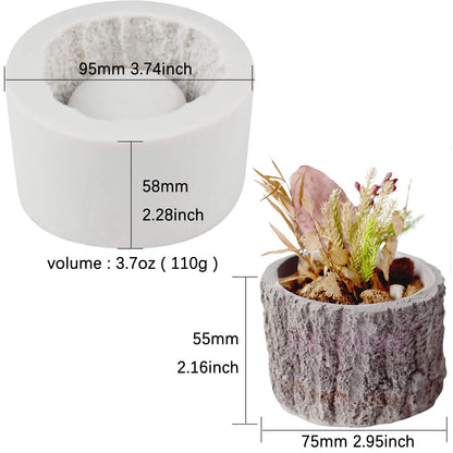 FUNSHOWCASE Small Tree Stump Flower Pot Silicone Mold for Epoxy Resin Concrete Clay Succulent Planter Ashtray Candle Holder 2.8x2inch - WoodArtSupply