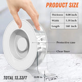 Extra Large Double Sided Tape Heavy Duty Removable 1.18 Inch x 160 Inch, Clear & Tough Nano Tape, Multipurpose Mounting Tape Picture Hanging Strips Wotec