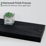 Marsmiles Black Floating Shelves, 17 Inch Wall Shelf Set of 3, Rustic Wood Shelves for Wall Storage, Wall Mounted Wooden Display Shelf for Bathroom Marsmiles