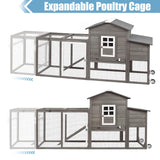 PetsCosset 79" Wooden Chicken Coop Rabbit Cage with Nesting Box, Waterproof Roof, Removable Tray, Combinable PetsCosset