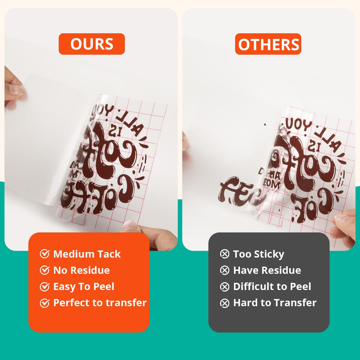 YRYM HT Transfer Tape for Vinyl -12" x 12 FT w/Red Alignment Grid Transfer Paper, Medium Tack Vinyl Transfer Tape for Adhesive Vinyl for Cricut Signs YRYM HT