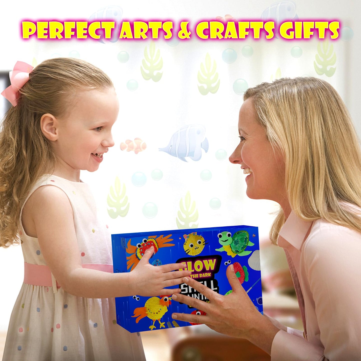 Kids Sea Shell Painting Kit Arts and Crafts Gifts for Boys Girls Glow in The Dark Craft Activities Kits Creative Art Toys for 4 5 6 7 8 9 10 11 12