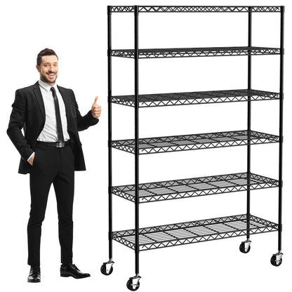 YYkokocat 6-Tier Wire Shelving Unit 2100Lb Capacity Adjustable Storage Shelves Heavy Duty Storage Rack with Wheels NSF Metal Shelf for Closet Kitchen - WoodArtSupply