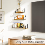 Love-KANKEI Floating Shelves Wall Mounted Set of 3, Rustic Wood Wall Storage Shelves for Bedroom, Living Room, Bathroom, Kitchen, Office and More Love-KANKEI