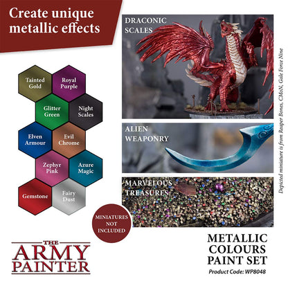 The Army Painter - Metallic Colours Paint Set - Hobby Acrylic Paint Set of 10 Metallic Acrylic Paint - Includes Tainted Gold Acrylic Paint Metallic - - WoodArtSupply