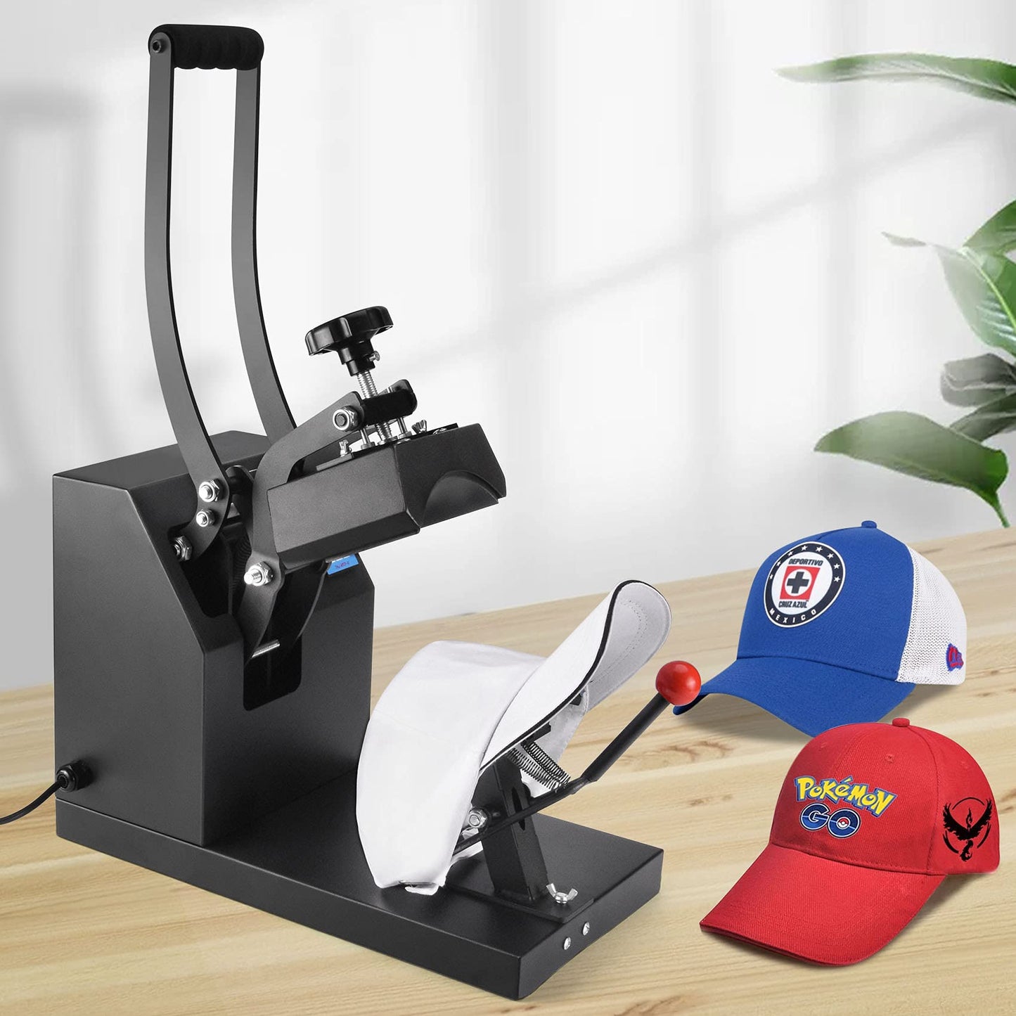 PNKKODW Hat Press Digital Baseball Cap Heat Press Machine 6x3.5 Inch Clamshell Design Curved Element Cap Sublimation Transfer Press with LCD Timer - WoodArtSupply