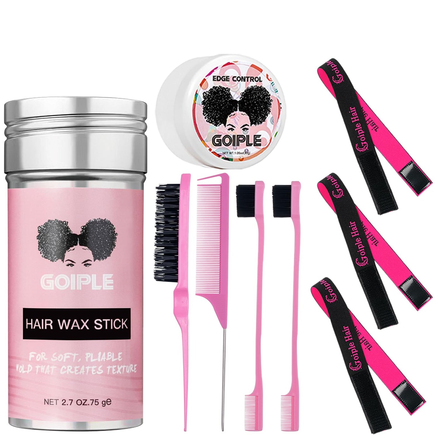 Goiple 3PCS Elastic Bands for Wig Edges, Lace Frontal Melt Wig Melt Band for Lace Front Laying Edges - Adjustable Wig Band Install Accessories with Goiple