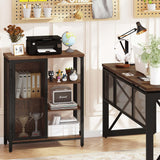 Farmhouse Coffee Bar Cabinet by BON AUGURE – Rustic Oak Storage Sideboard for Kitchen and Dining Room BON AUGURE