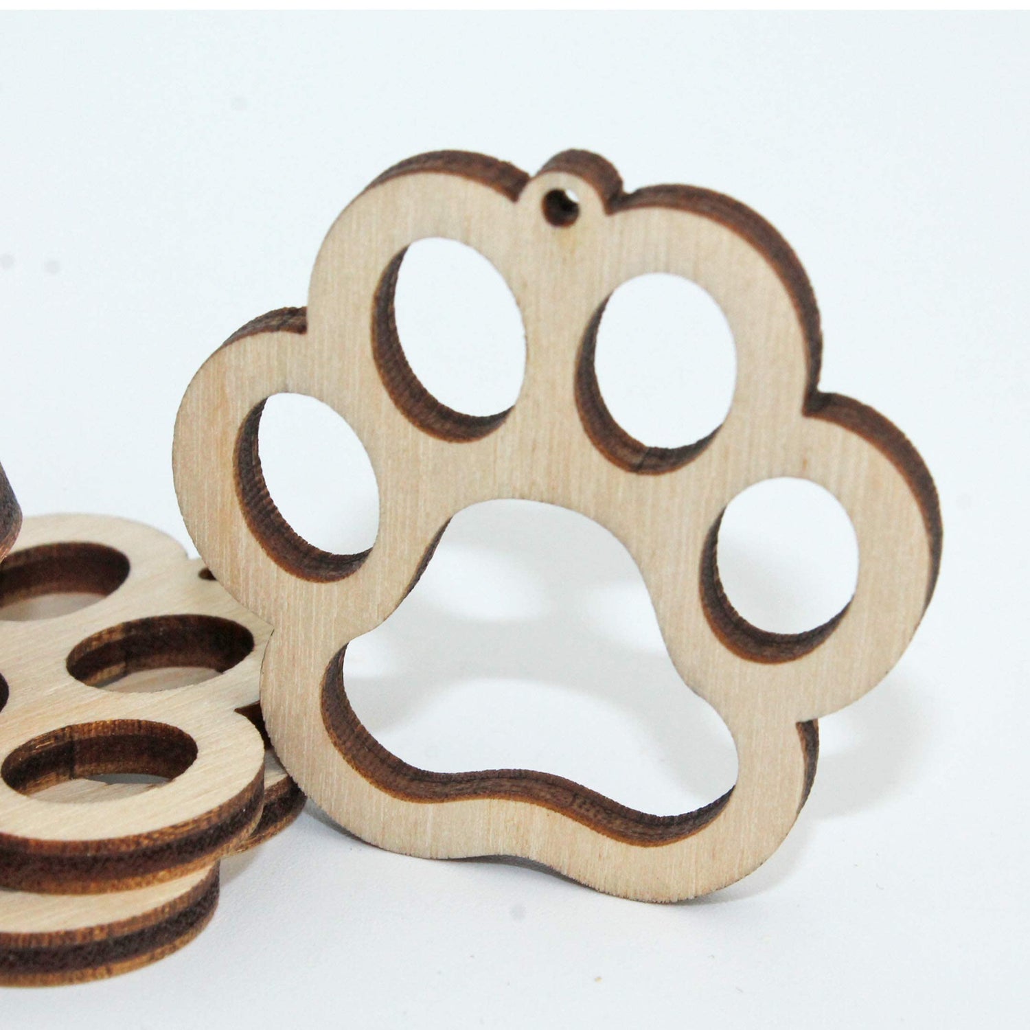 ALL SIZES BULK (12pc to 100pc) Unfinished Wood Wooden Laser Cutout Puppy Dog Paw Prints Dangle Earring Jewelry Blanks Charms Shape Crafts Made in Texan Wood Crafts