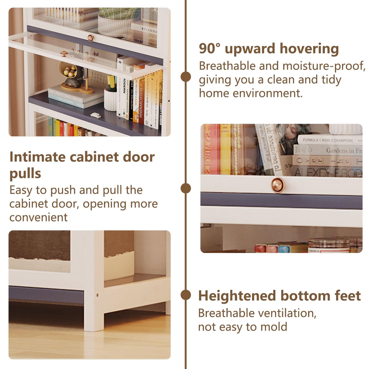 Stranthother 4-Tier Bamboo & Acrylic Curio Display Cabinet for Collectibles Stranthother