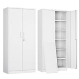 Yizosh Metal Garage Storage Cabinet with 2 Doors and 5 Adjustable Shelves - 71" Steel Lockable File Cabinet,Locking Tool Cabinets for Yizosh