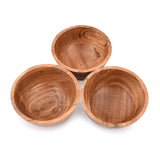 EDHAS Handmade Acacia Wood Bowl Set of 3 For Nuts, Candy, Appetizer, Snacks, Olive and Salsa Ideal for Dinner Parties & Family Gatherings (5" x 5" X EDHAS