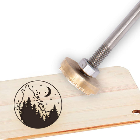 Wood Branding Iron with Snow Mountain Forest Design by SUPERFINDINGS - Moon Star Wolf & Forest SUPERFINDINGS