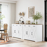 HOSTACK Modern Farmhouse Sideboard Buffet Cabinet, Barn Doors Buffet Storage Cabinet with Drawers and Shelves, Wood Coffee Bar Cabinet with Storage HOSTACK