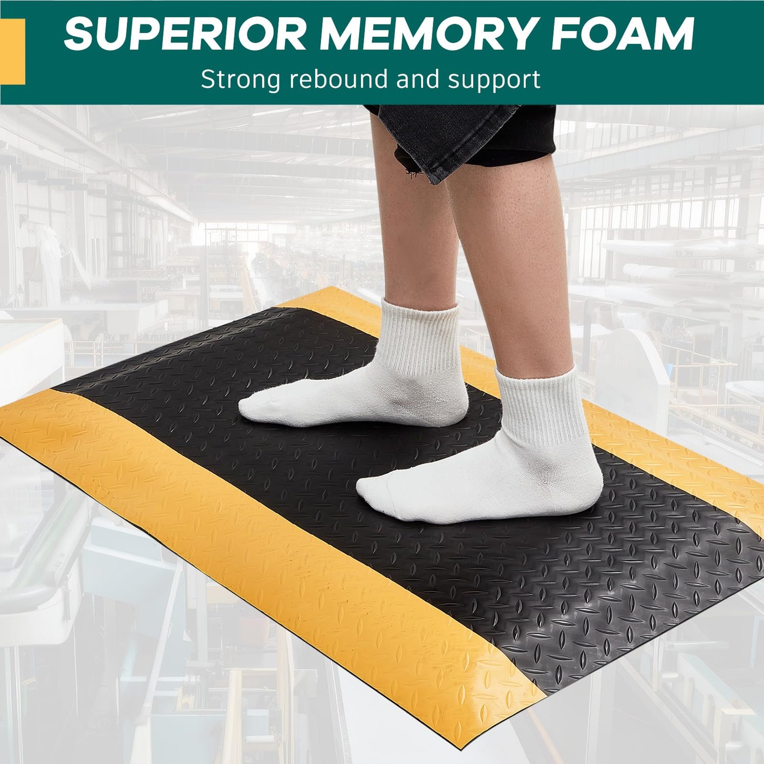 Timgle 2 Pcs Industrial Anti Fatigue Floor Mat 2.6 x 1.6 ft Anti Fatigue Mat Waterproof Standing Mat Anti Slip Commercial Floor Mat for Office Timgle