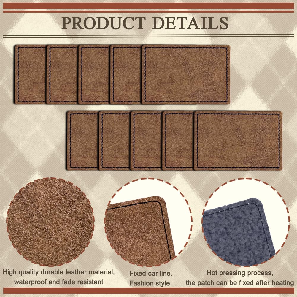 60PCS Blank Hat Patches Laserable Rectangle Rustic Leatherette Patch Adhesive Faux Leather Patches Blanks for Hats Fabric Custom Repair Sew Laser Bestlabel