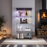 Zacis 4-Tier Lighted Glass Display Cabinet with Lock and Doors for Living Room and Bedroom Zacis