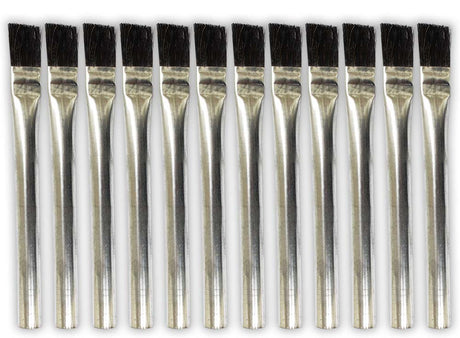 BRISTLE INDUSTRIAL BRUSHES 12 Pc Acid Brushes Set | Lightweight Aluminum Handles | 3/4" (1.9 cm) Width | Ideal for Caustic Substances, Glues, Sealers BRISTLE INDUSTRIAL BRUSHES