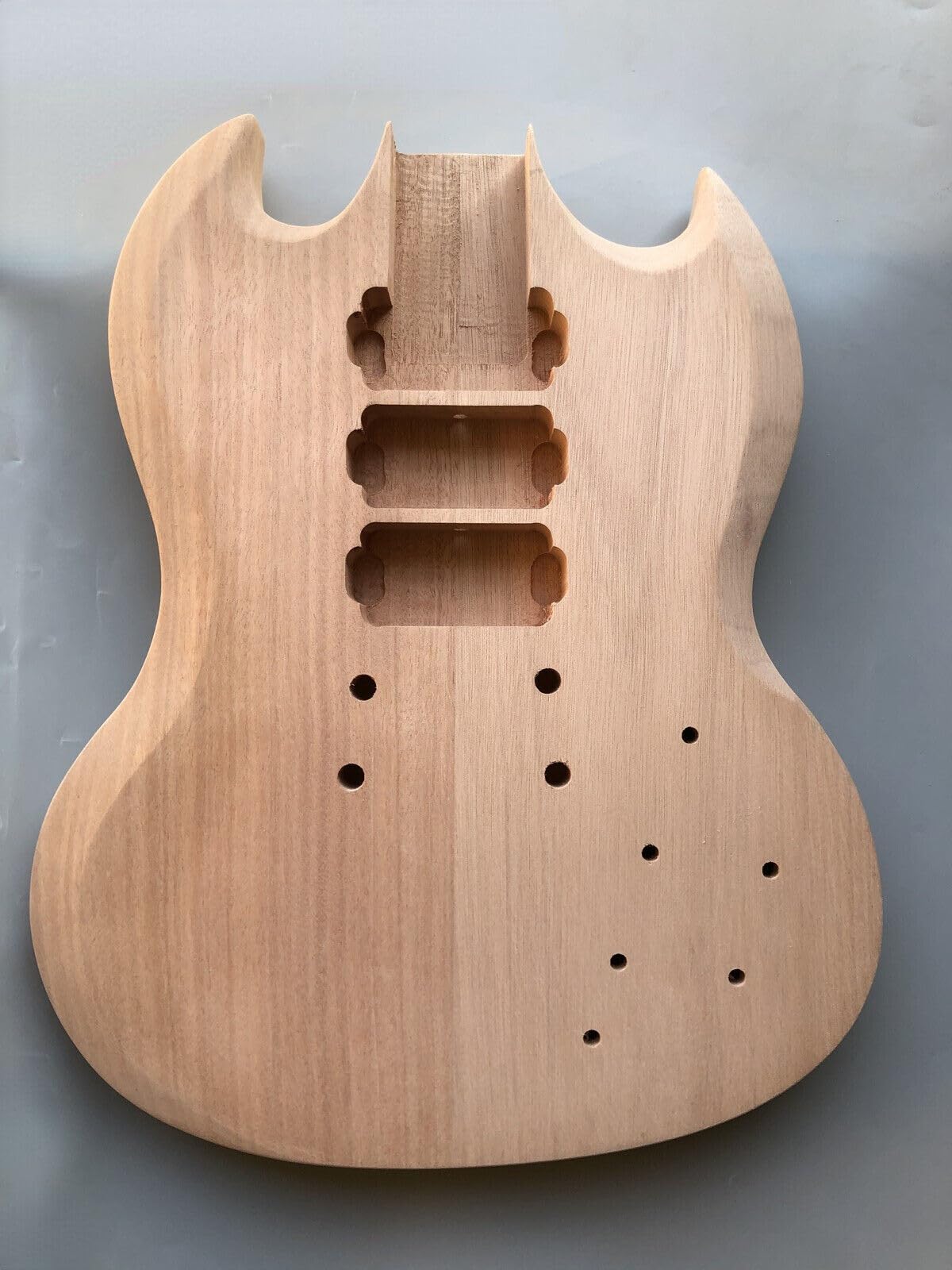 WUQIMUSC Unfinished guitar body mahogany wood DIY for SG style HHH pickups Set In Heel - WoodArtSupply