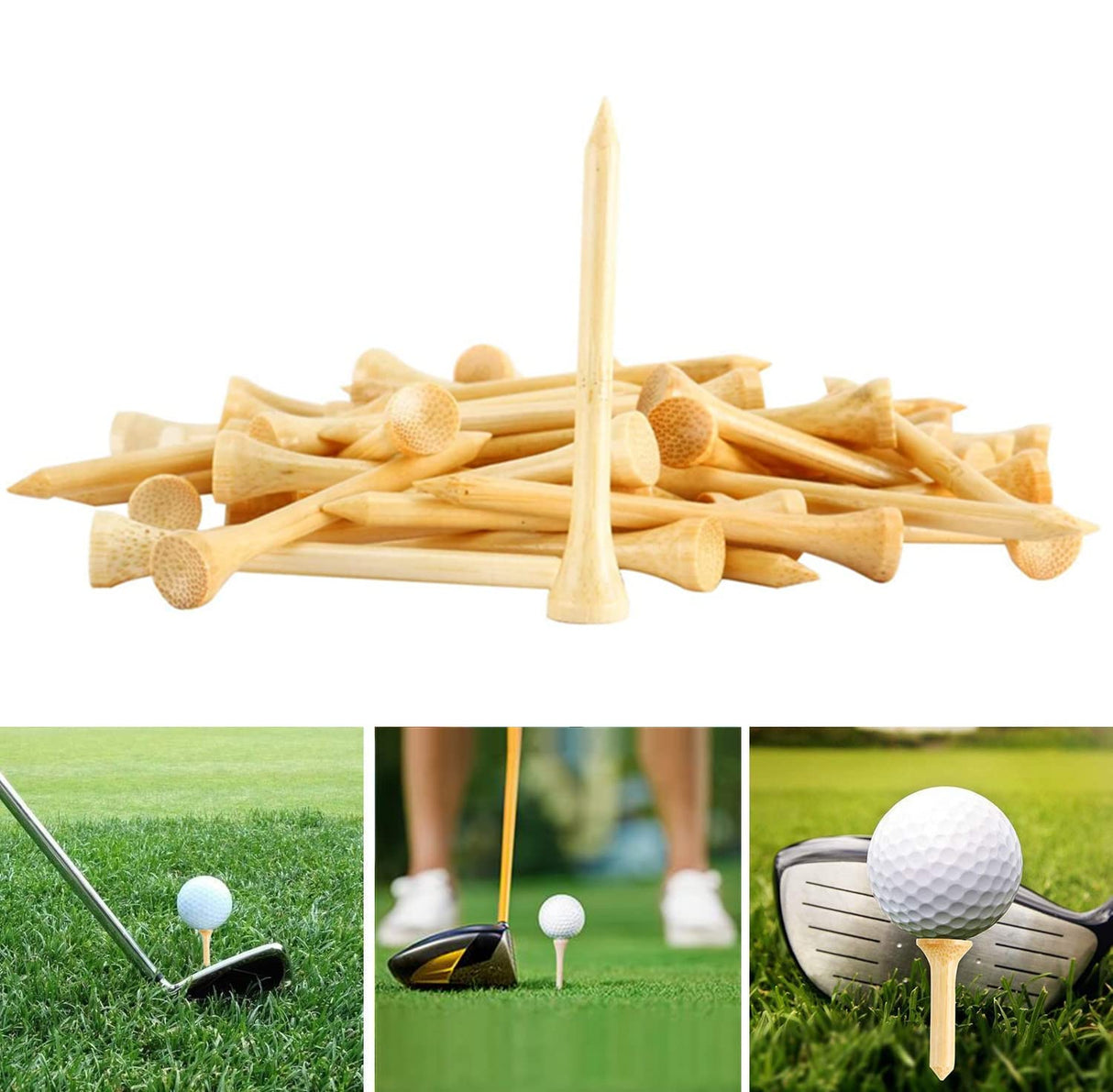 SHKIBY 280 Pack Professional Bamboo Golf Tees 2-3/4 Inch - Stronger Than Wooden Golf Tee Biodegradable & Less Friction SHKIBY