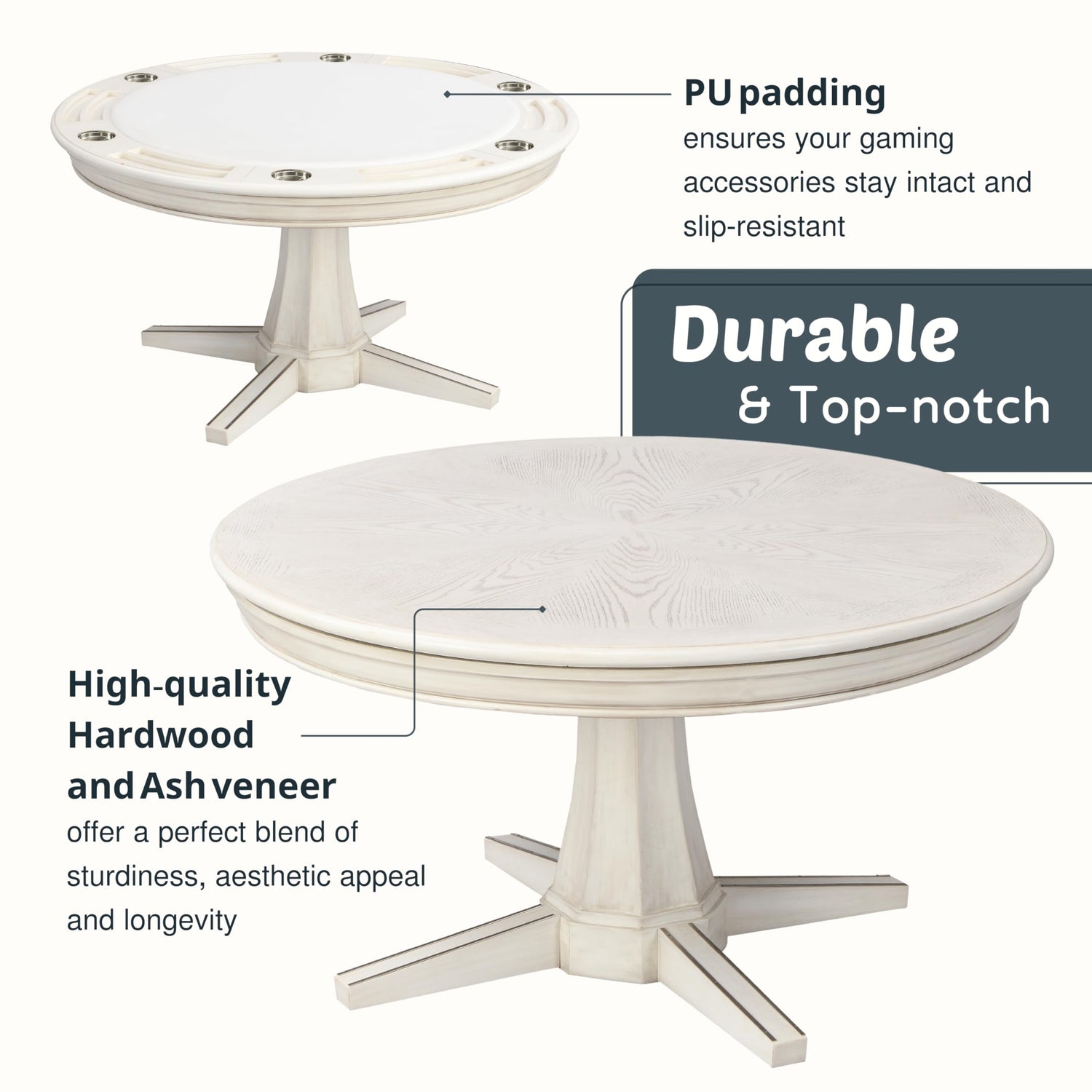 Furniture of America Coleman Transitional Round Wood 3 in 1 Table 54 in. for Dining, Casino Games, Chess, Poker and Domino, Billiard Room Essentials Furniture of America