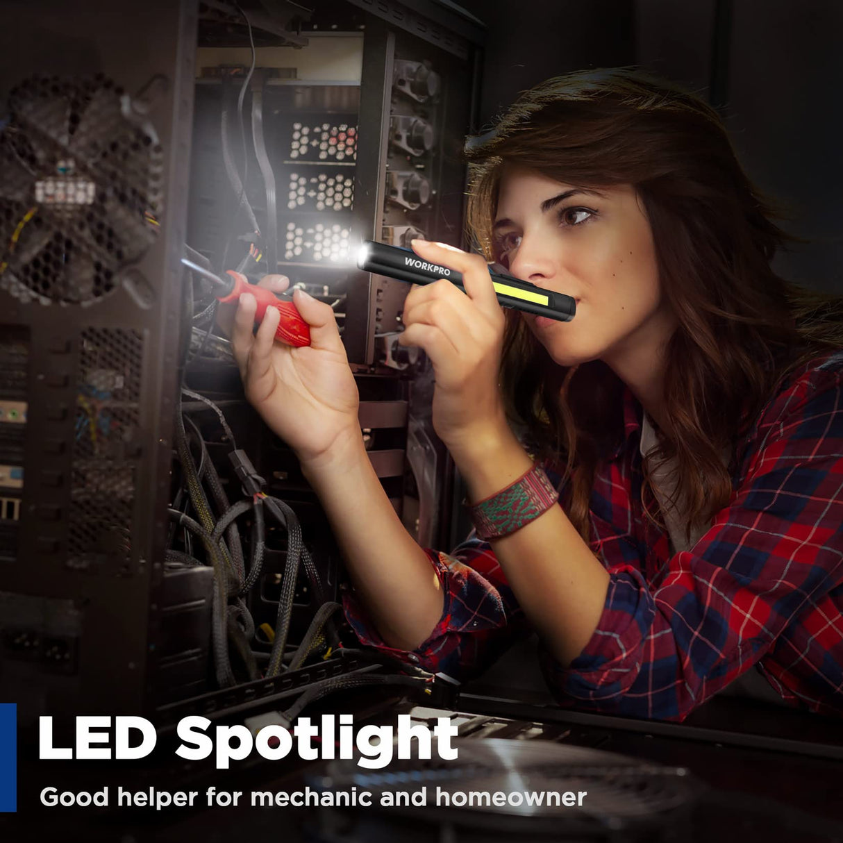 WORKPRO Flashlight Pen Light, Rechargeable Penlight with 365 nm UV Black Light, 450 Lumen LED Mini Pocket Flashlight, Great Gifts WORKPRO