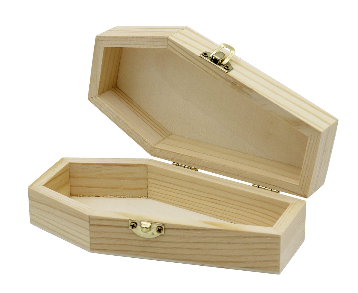 Creative Hobbies Pack of 6 - Small Unfinished Wood Funeral Coffins, 6-Inch - Perfect for Halloween, Goth Decor, and Pet Memorials Creative Hobbies