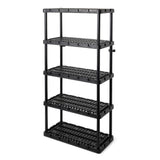 Gracious Living Knect-A-Shelf 5 Tier Ventilated Heavy Duty Shelving Storage Unit Organizer System for Home, Garage and Basement, Black Gracious Living