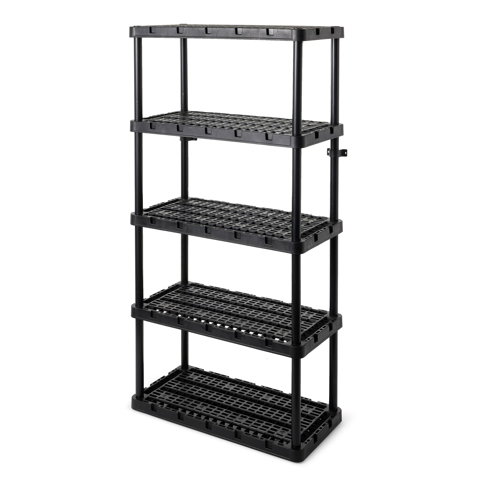 Gracious Living Knect-A-Shelf 5 Tier Ventilated Heavy Duty Shelving Storage Unit Organizer System for Home, Garage and Basement, Black - WoodArtSupply