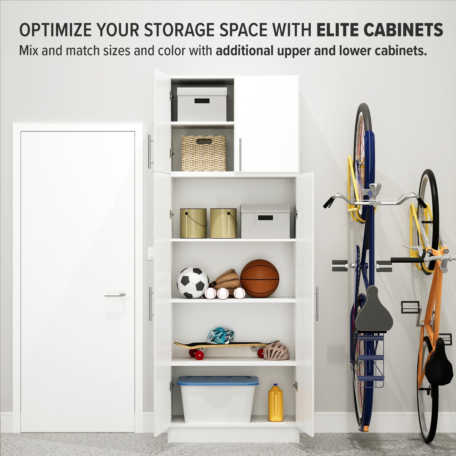 Prepac Elite Wall Cabinet with Storage Shelf - Multifunctional Garage, Kitchen, and Bathroom Cabinet in White Prepac