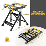 S AFSTAR Folding Work Table, Portable Workstation with Tiltable & Extendable Tabletop, 8 Sliding Non-marring Clamps & 2 Clamping Handles, 7-Level S AFSTAR