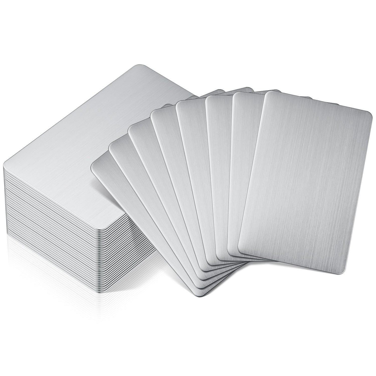Tandefio 50 Pcs 304 Stainless Steel Metal Business Cards Sublimation Blank Steel Card Laser Engraving Stainless Cards for House Office Customer DIY Tandefio